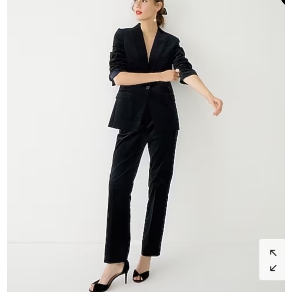 🎁NWT J. Crew Black Velvet Highrise Kate Straight Leg Pants- Size: 16